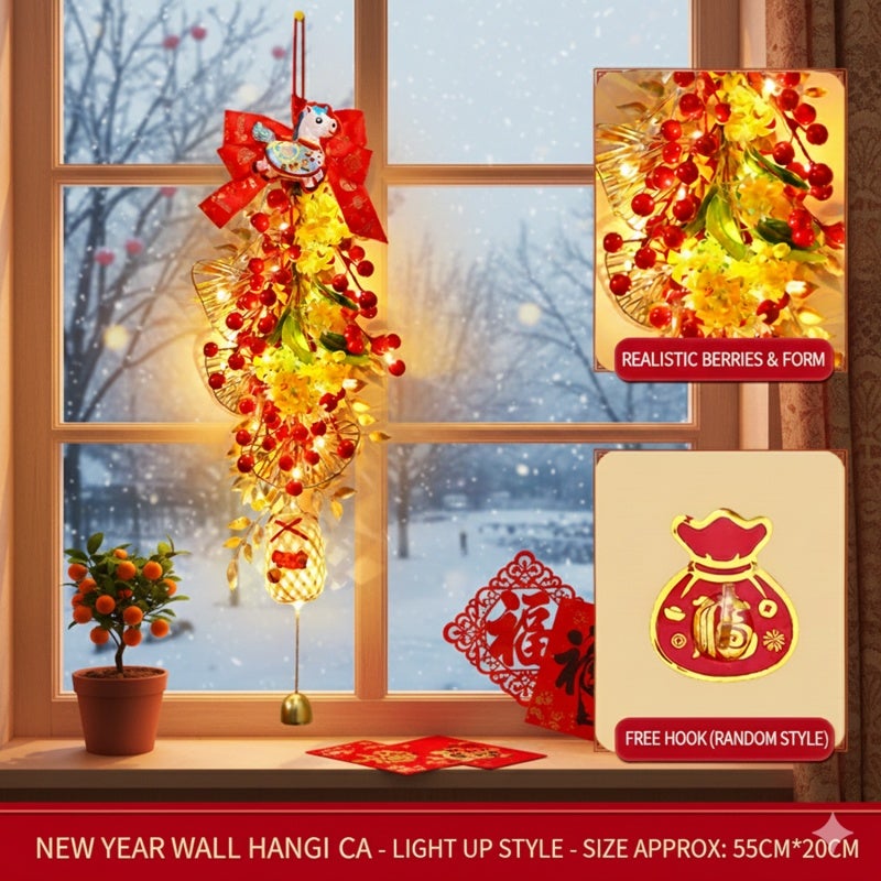 Chinese New Year Fortune Fruit Pendant: PVC+Paper Material, Traditional Chinese Design - Realistic Colorfast Hanging Ornament for Home, Festival Decor & Gifting - Image 1