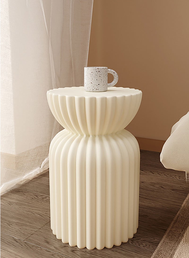 Merry Moments طاولة جانبية من Terrazzo وطاولة بجانب السرير وطاولة قهوة وطاولة مقهى وطاولة جانبية للأريكة وطاولة نهائية وطاولة وجبات خفيفة بتصميم عصري لغرفة المعيشة وغرفة النوم والمكتب والتجزئة باللون الأبيض ارتفاع 53 × طول 34 × عرض 34 سم - Image 2
