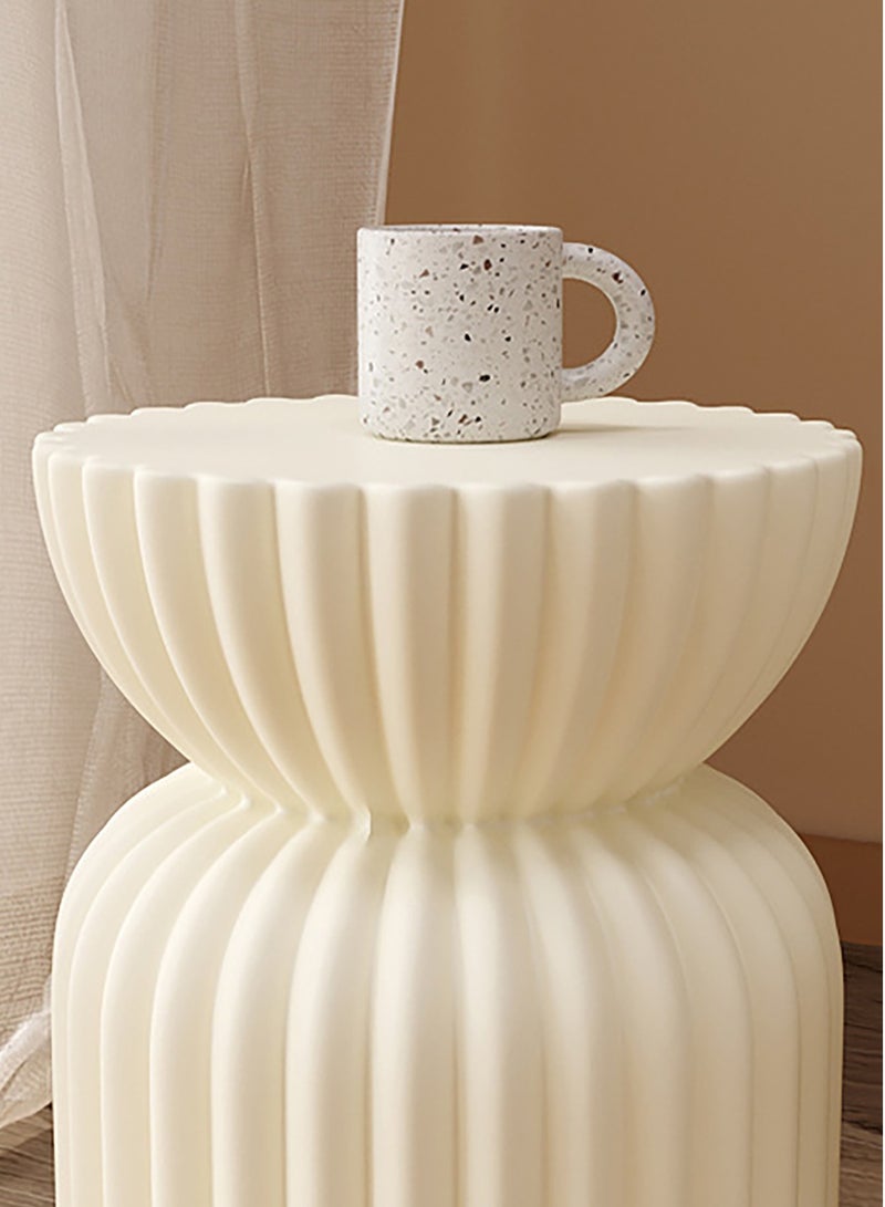 Merry Moments طاولة جانبية من Terrazzo وطاولة بجانب السرير وطاولة قهوة وطاولة مقهى وطاولة جانبية للأريكة وطاولة نهائية وطاولة وجبات خفيفة بتصميم عصري لغرفة المعيشة وغرفة النوم والمكتب والتجزئة باللون الأبيض ارتفاع 53 × طول 34 × عرض 34 سم - Image 4
