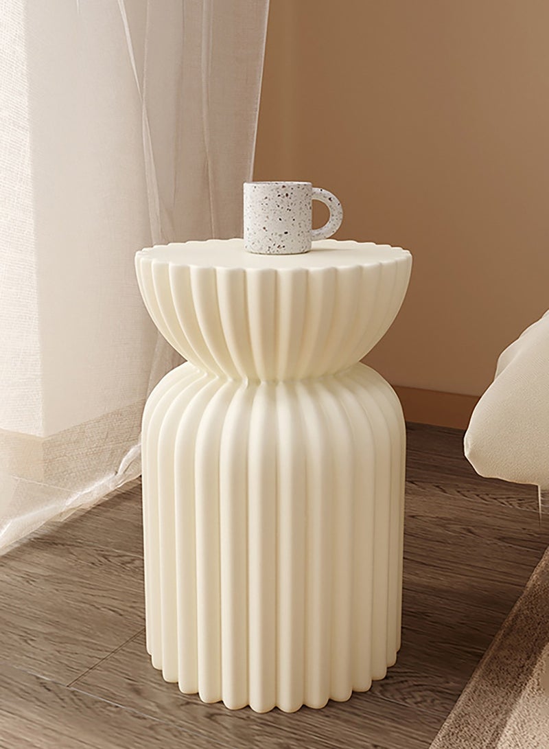 Merry Moments طاولة جانبية من Terrazzo وطاولة بجانب السرير وطاولة قهوة وطاولة مقهى وطاولة جانبية للأريكة وطاولة نهائية وطاولة وجبات خفيفة بتصميم عصري لغرفة المعيشة وغرفة النوم والمكتب والتجزئة باللون الأبيض ارتفاع 53 × طول 34 × عرض 34 سم - Image 5