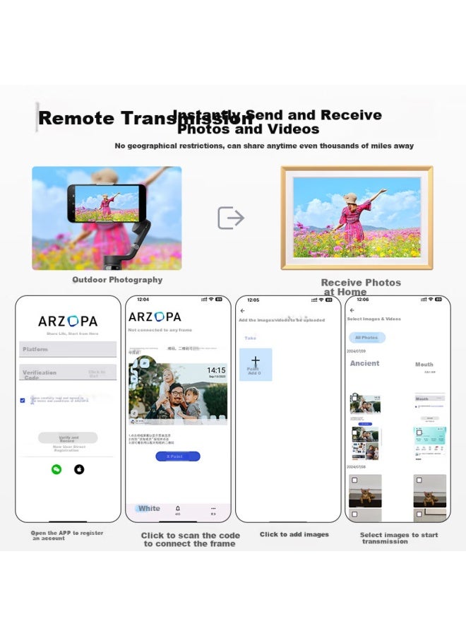 Arzopa 10.1-inch Digital Photo Frame, Smart Cloud Photo Frame, Electronic Photo Al, Touch-controlled Playback For Photos And Videos, Wall-mountable Or Tabletop Display, Recommended Gift For Girlfriend - Image 2