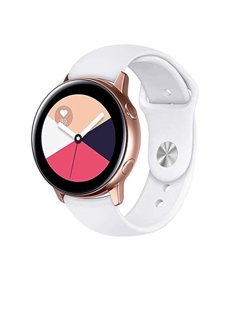 حزام سيليكون بقياس 20 ملم لساعة سامسونج جير سبورت/سامونغ واتش 4/ووتش 5/ووتش 5 برو /S2 كلاسيك/أكتيف 2 40 ملم 44 ملم/Amazfit GTS 3/ GTS 4/4 Mini./Bip 3/Pro/GTS 2 mini/GTS 2e /Bip U/U Pro (أبيض) - Image 1