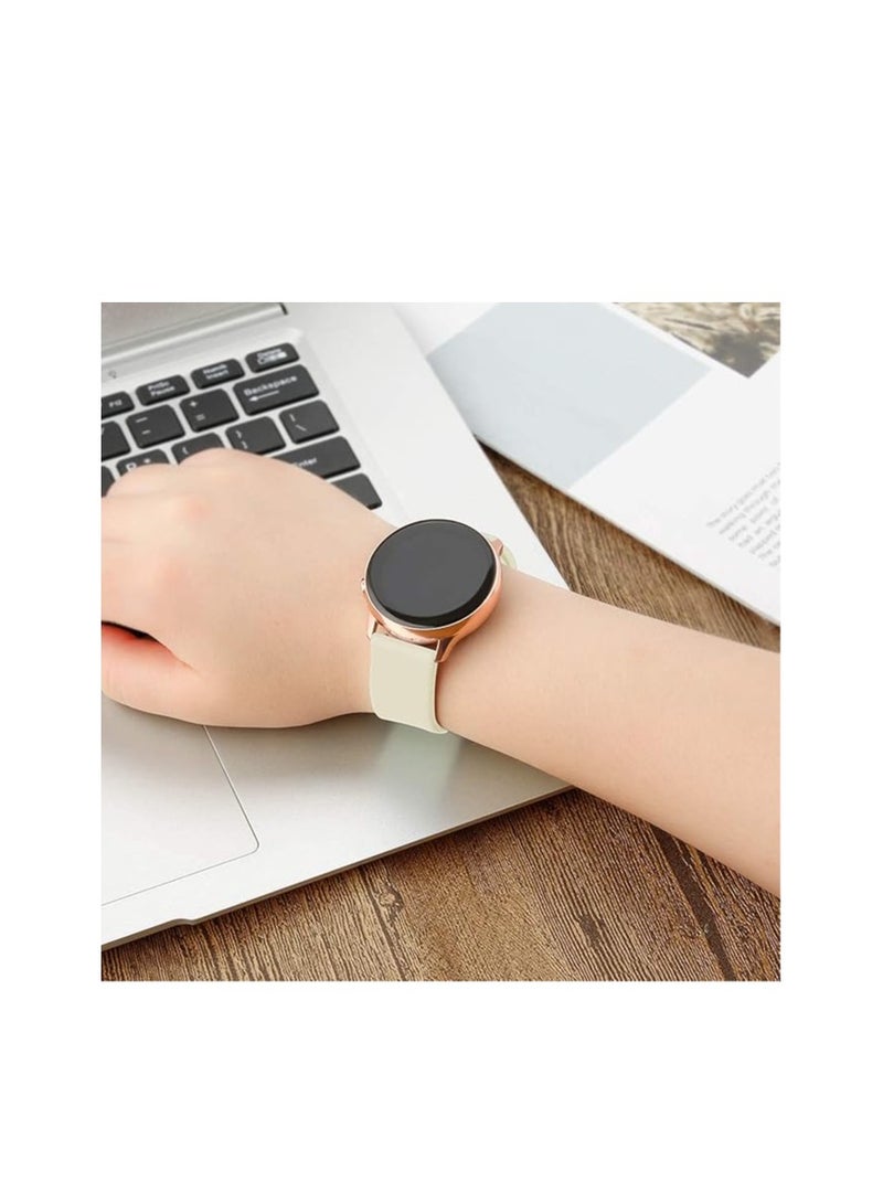 حزام سيليكون بقياس 20 ملم لساعة سامسونج جير سبورت/سامونغ واتش 4/ووتش 5/ووتش 5 برو /S2 كلاسيك/أكتيف 2 40 ملم 44 ملم/Amazfit GTS 3/ GTS 4/4 Mini./Bip 3/Pro/GTS 2 mini/GTS 2e /Bip U/U Pro (أبيض) - Image 4