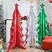 Realspring 3 Pcs 72 in Christmas Tree Balloons 4d Iridescent Red Green and Silver Self Standing Foil Balloons Jumbo Holidays Decorations for Christmas Themed Birthday Home Decor - Image 2