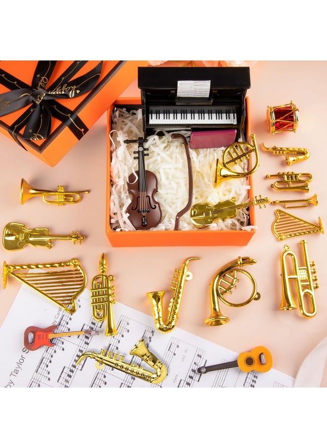 FFNIU - Dollhouse Musical Instruments Miniature Violin Guitar Piano Drum Trumpet Mini Figurine Ornament For Mini House Musical Room Furnishin - Image 1