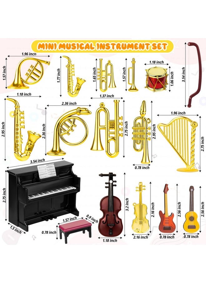 FFNIU - Dollhouse Musical Instruments Miniature Violin Guitar Piano Drum Trumpet Mini Figurine Ornament For Mini House Musical Room Furnishin - Image 1