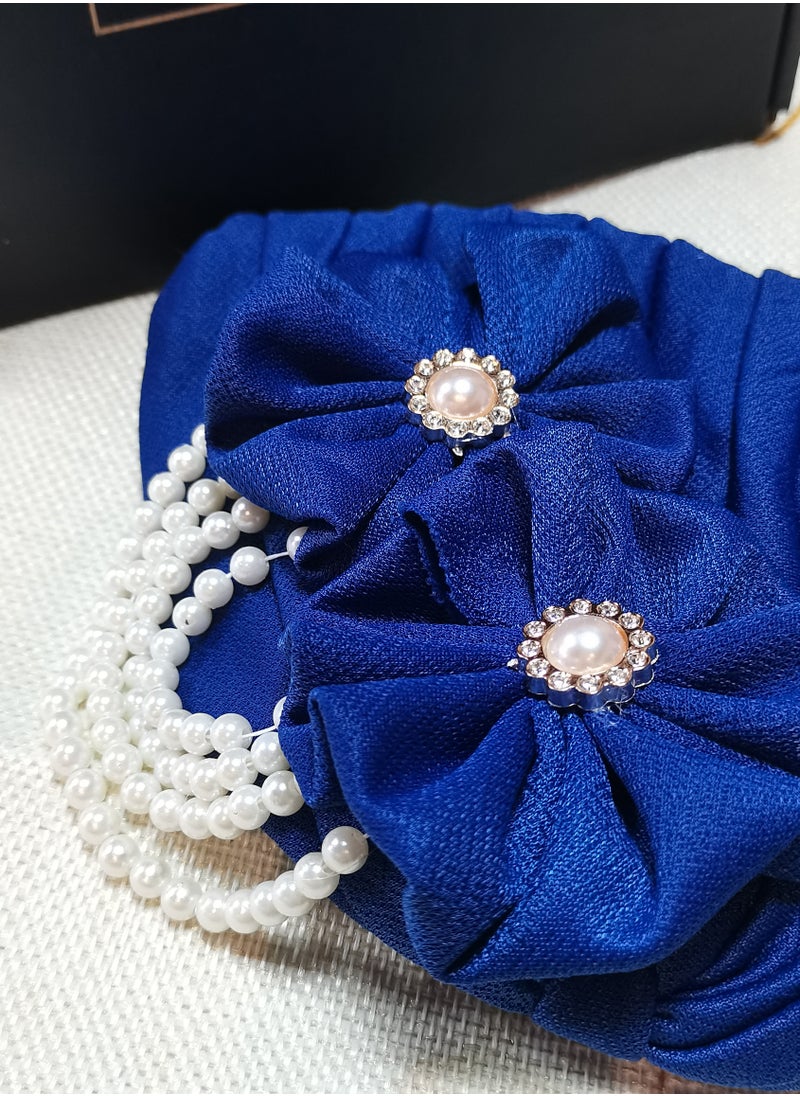 Laravel Women's Flower Pearl Accessories Elegant Fashion Muslim Islamic Arab Hijab Undercap Elastic Turban Hat Headscarf Hat Ramadan Gift Holiday Gift Box - Blue  - Image 4