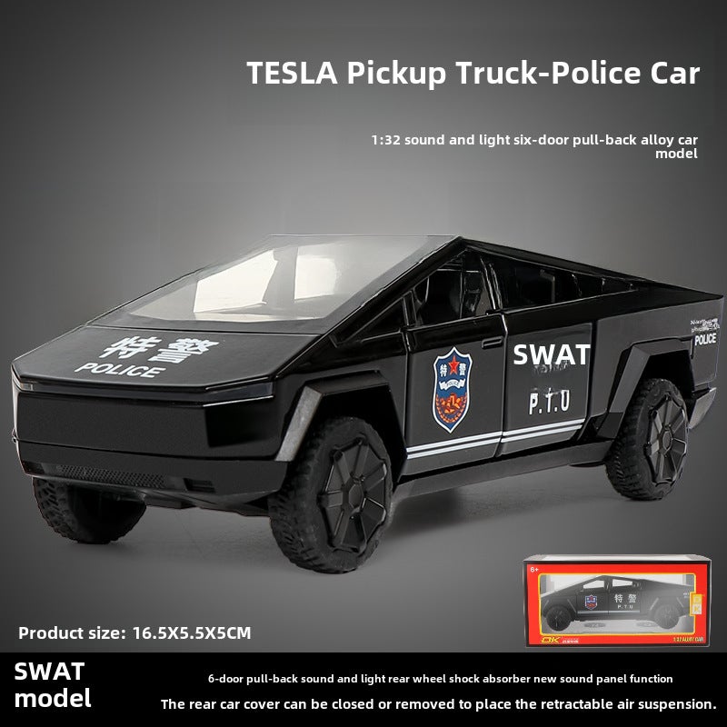 Tesla Cybertruck Police Edition Diecast ModelHMB-H3621-32 Tesla pickup-police car-rack [black]] HMB-H3621-32 Tesla pickup-police car-rack [black]] 