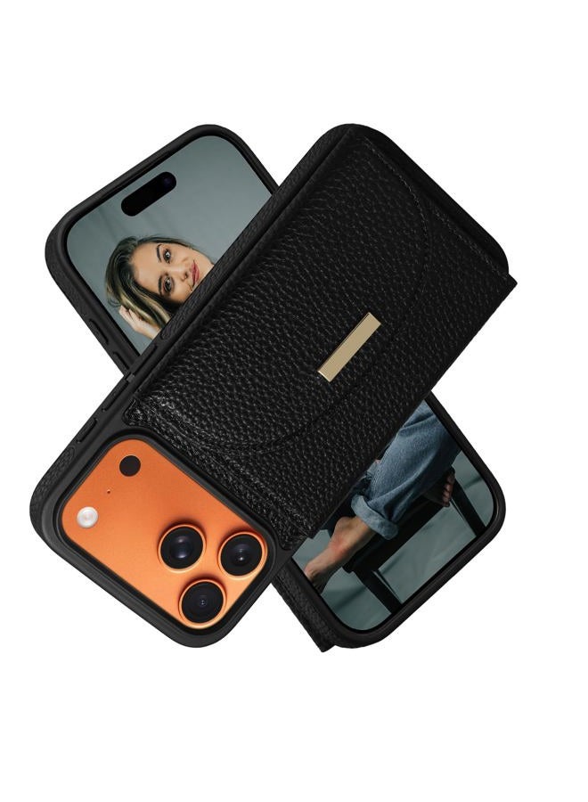 Keallce Wallet Case for iPhone 17 Pro Max 6.9'', Flip Case with Card Slots Kickstand, PU Leather Protective Folio Cover for Women, Black - Image 1