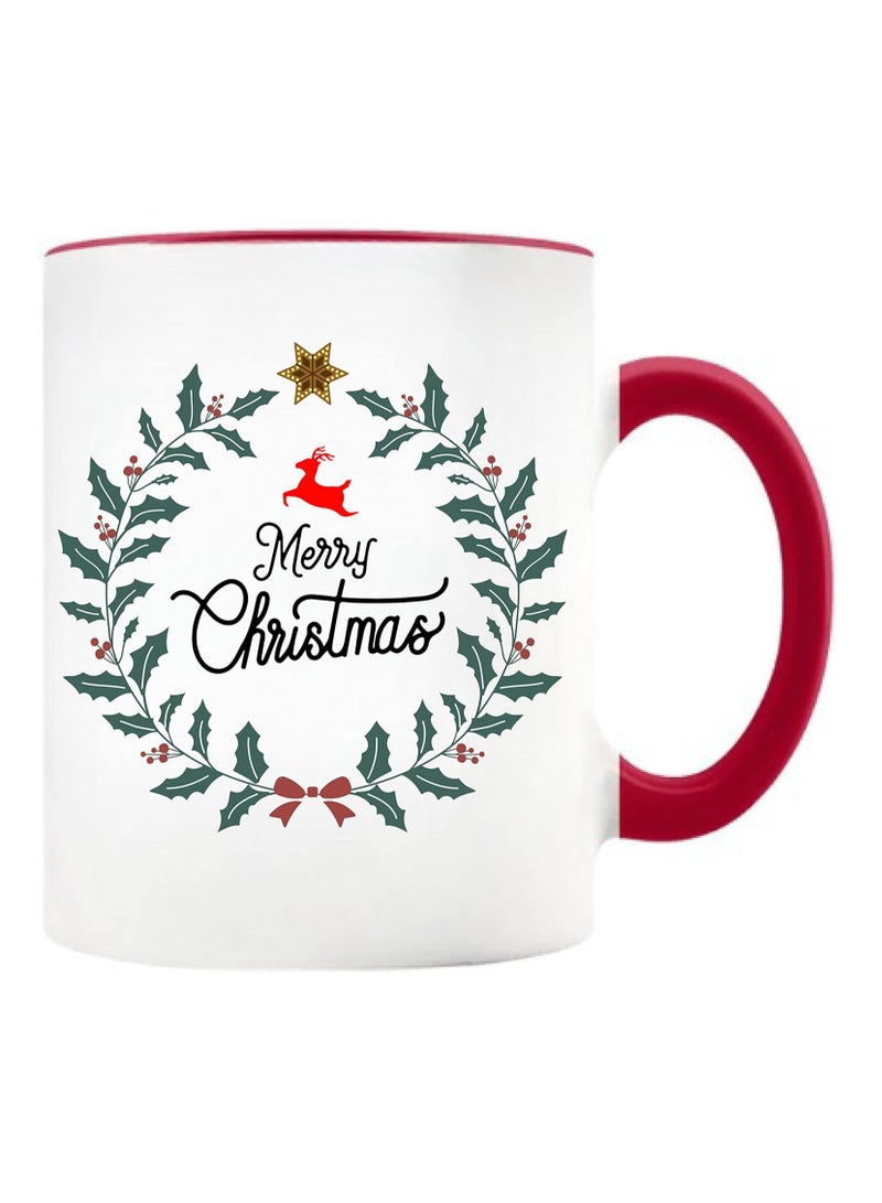RYN Christmas Design Printed Ceramic Coffee Mug Suitable Gift for Christmas | Christmas Theme| Christmas Decor | Gifts for Friends| Gift for Employees (Two Tone Red Mug, Design 1) - Image 1