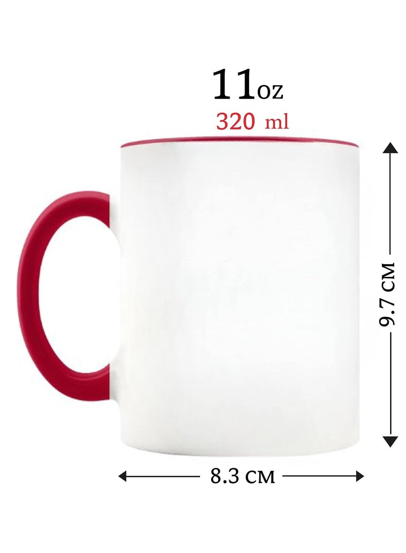 RYN Christmas Design Printed Ceramic Coffee Mug Suitable Gift for Christmas | Christmas Theme| Christmas Decor | Gifts for Friends| Gift for Employees (Two Tone Red Mug, Design 1) - Image 3