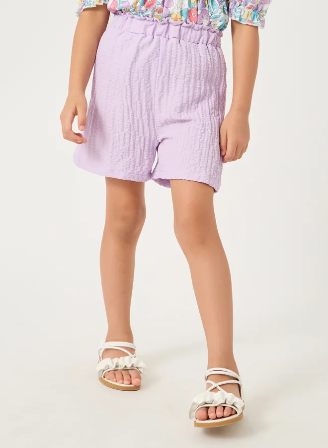 Styli Printed Smocked Detail Top and Shorts Set
