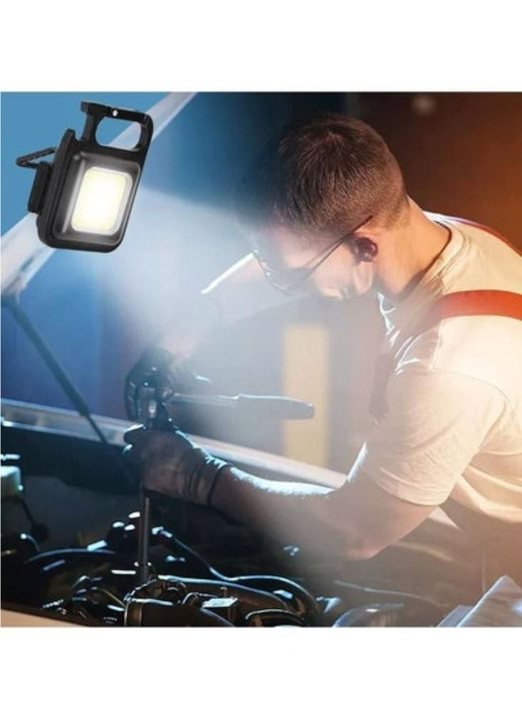 Generic - Mini LED Rechargeable Flashlight Keychain Option Bottle Opener Magnetic And Foldable Stand 4 Light Modes Portable Pocket Light - Image 1