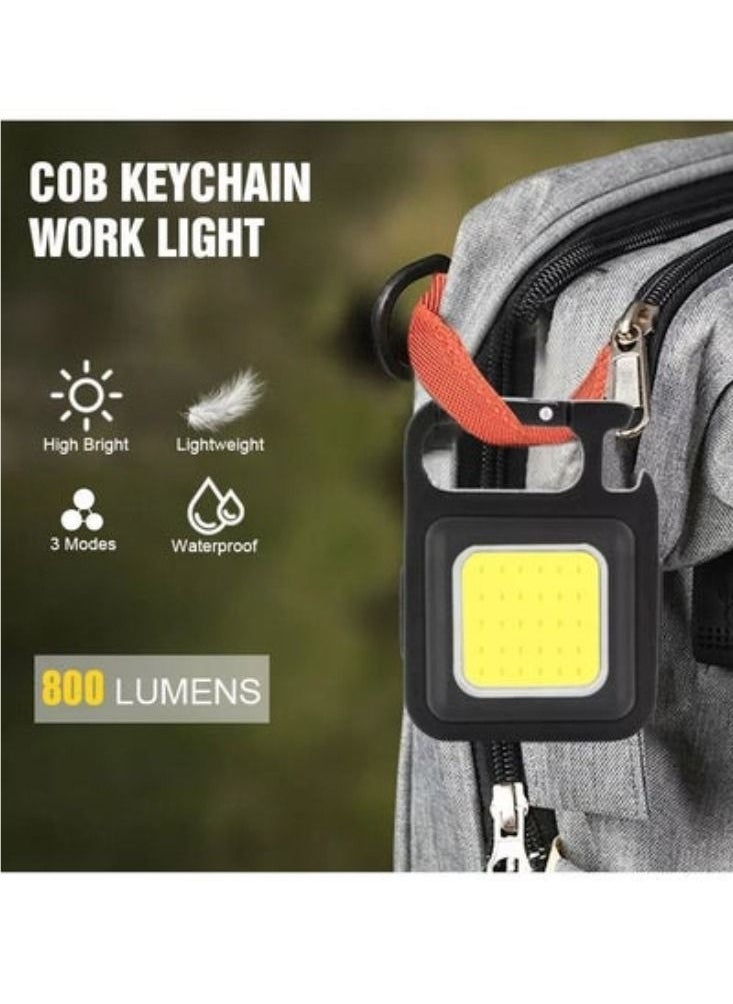 Generic - Mini LED Rechargeable Flashlight Keychain Option Bottle Opener Magnetic And Foldable Stand 4 Light Modes Portable Pocket Light - Image 1