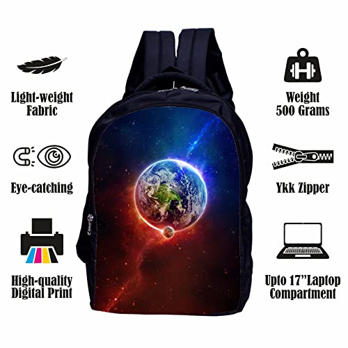 Myfav MY FAV 30L Printed Backpack | Laptop Backpack for School, College & Office | Durable Water-Resistant Bag with Laptop Compartment | Digital Print Front, 2 Compartments | Black|33x18x43 cm (LxWxH) - Image 3