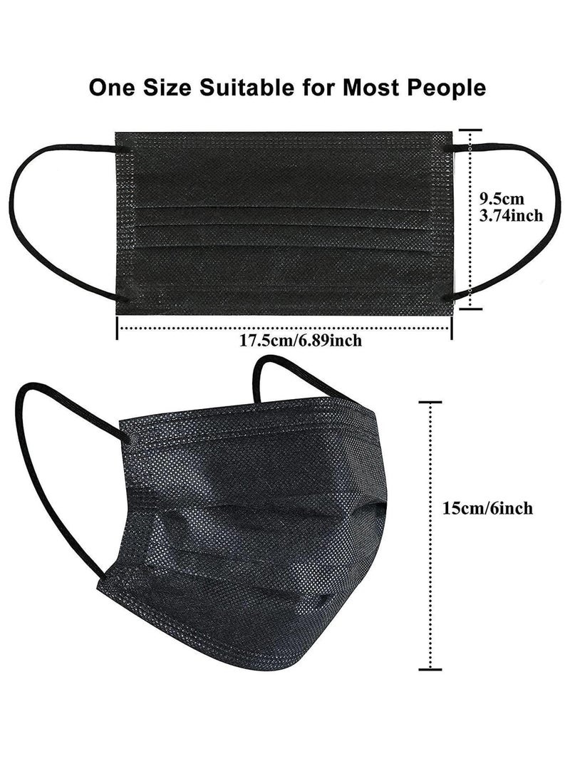 Dada - 3 Layer Protective Disposable Single Wrapped Black Face Masks, Flat And High Elastic Ear Loops, 50 Pcs/Box, Each Mask Individually Wrapped - Image 1