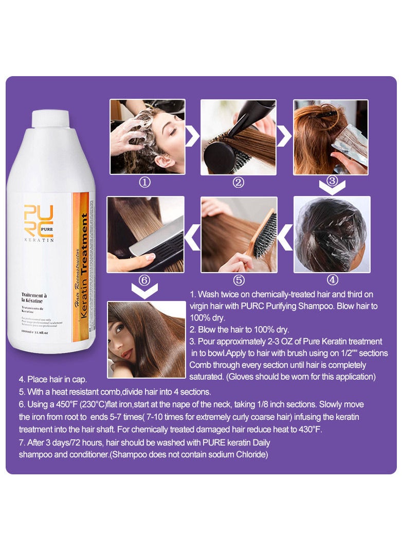 PURC - Keratin Hair Straightening Smoothing Treatment For Curly Frizzy Hair Straighten Hair And Repair Hair 12% - Image 1