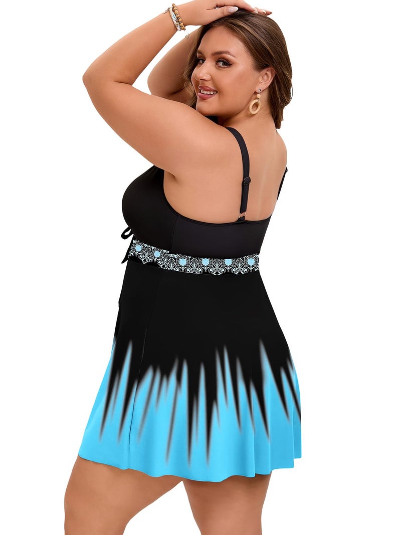 Arolina Tankini Swimdress for Women Tummy Control Two Piece Modest Swimsuit Dress Sexy Drawstring Bathing Suit for Beach - Image 4