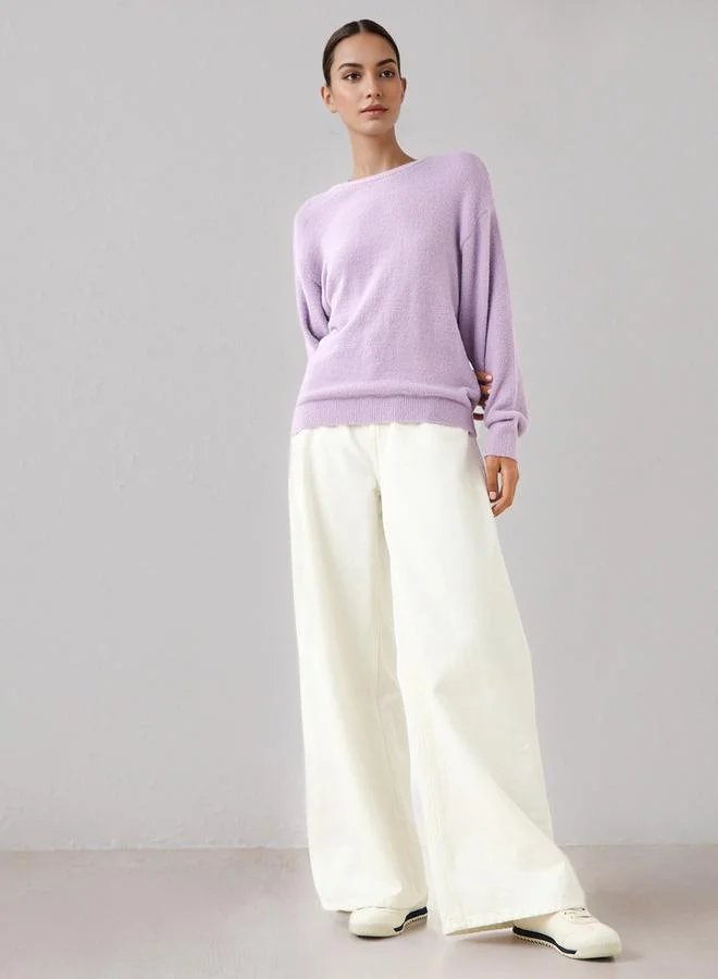 سبلاش فيڤ Crew Neck Sweater with Drop Shoulders