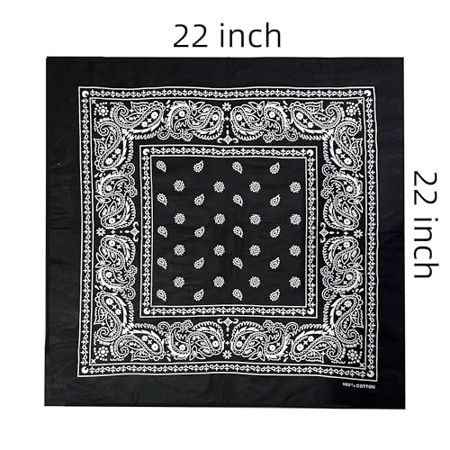 Vamqor 100% Cotton 10 Pack Fine Bandanas（Black） - Image 2