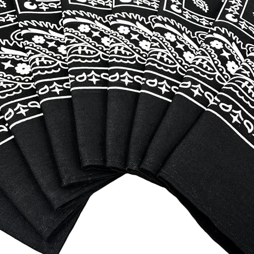 Vamqor 100% Cotton 10 Pack Fine Bandanas（Black） - Image 5