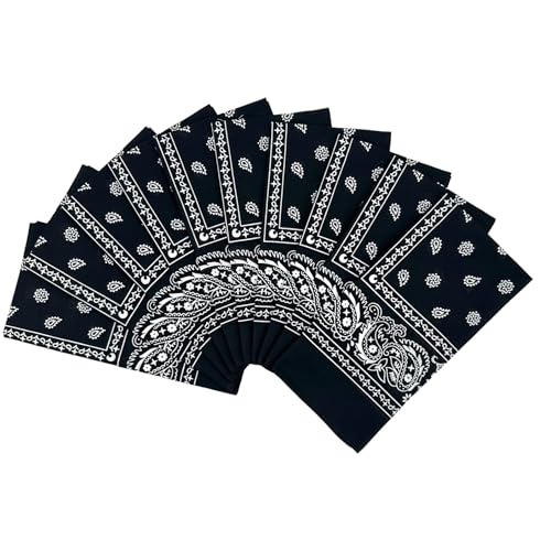 Vamqor 100% Cotton 10 Pack Fine Bandanas（Black） - Image 1