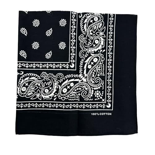 Vamqor 100% Cotton 10 Pack Fine Bandanas（Black） - Image 3