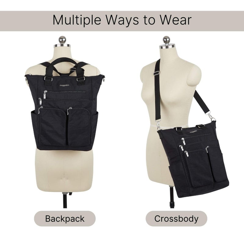 Baggallini All Set 3 in 1 Tote Backpack - 15"x10.5" Lightweight Travel Bag w/RFID Phone Wristlet - Image 5