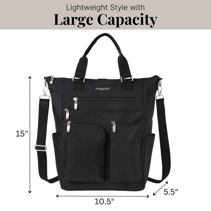 Baggallini All Set 3 in 1 Tote Backpack - 15"x10.5" Lightweight Travel Bag w/RFID Phone Wristlet - Image 3