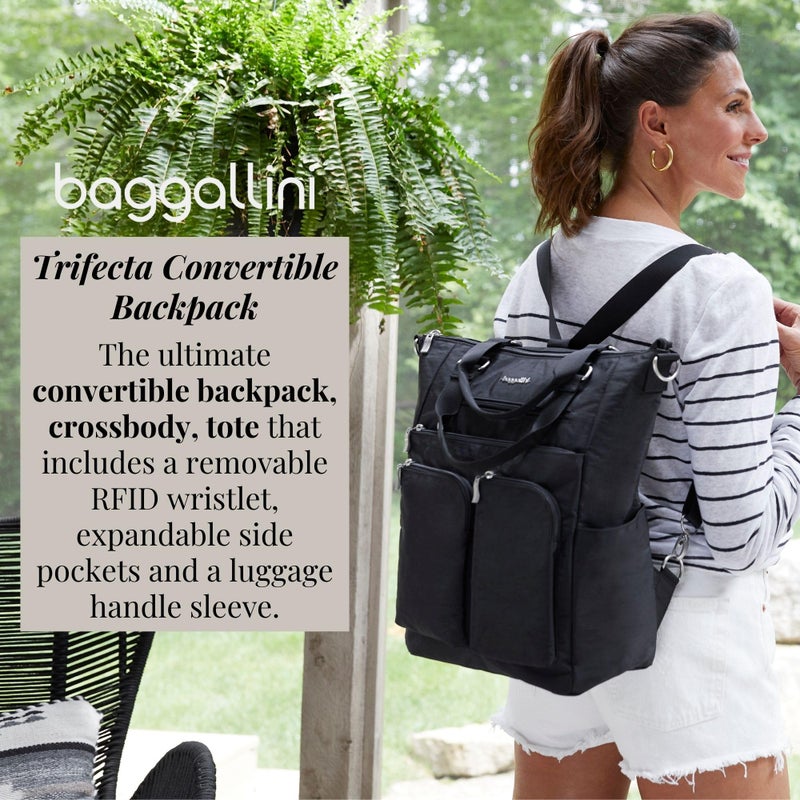 Baggallini All Set 3 in 1 Tote Backpack - 15"x10.5" Lightweight Travel Bag w/RFID Phone Wristlet - Image 2
