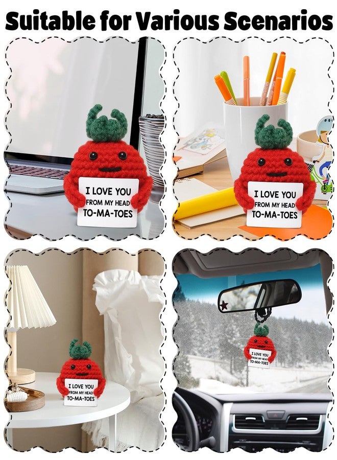 WEZADUK Positive Emotional Support Crochet Tomato, Funny I Love You Gifts for Husband Wife Mom Dad, Anniversary Birthday Gift Ideas, Mini Handmade Crochet Tomato Decor - Image 2
