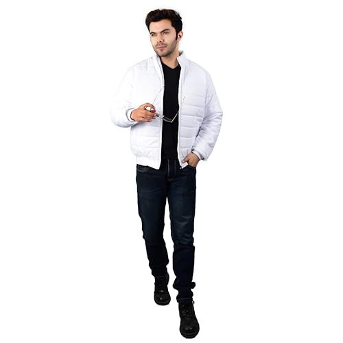 QUARK Standard Length Unisex Jacket ||Puffer ||Biker Jacket || Casual Jacket ||Lightweight & Comfortable||Material : HD||(Control Temperature up to 8°C)(Color -White) (Size: 3XL) - Image 2