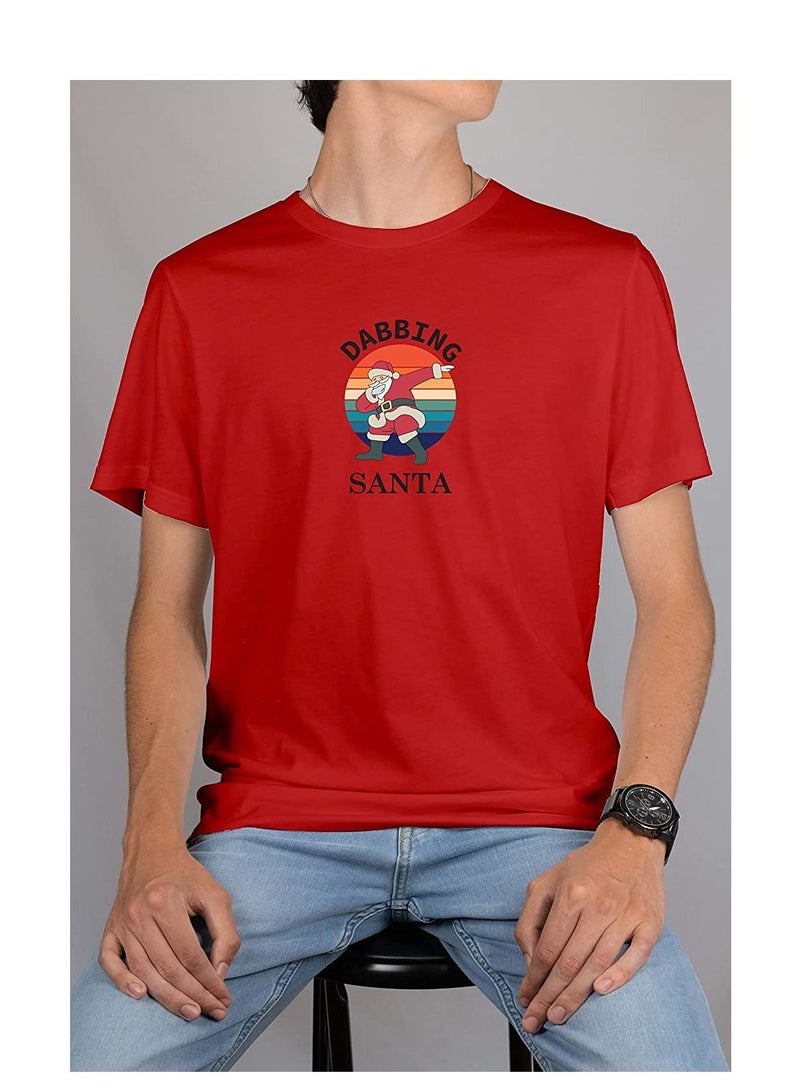 PRINTSHOP4ME Dabbing Santa T-Shirt for suitable as Gift and  Party Shirt for Adults Red (Design 1) - Image 3
