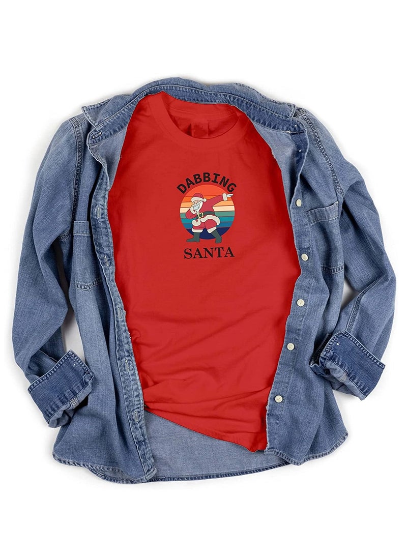PRINTSHOP4ME Dabbing Santa T-Shirt for suitable as Gift and  Party Shirt for Adults Red (Design 1) - Image 2