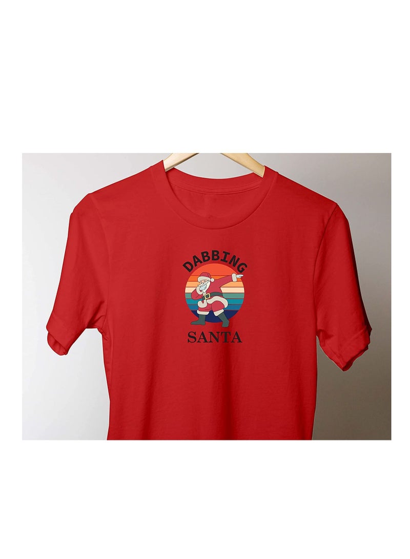 PRINTSHOP4ME Dabbing Santa T-Shirt for suitable as Gift and  Party Shirt for Adults Red (Design 1) - Image 4