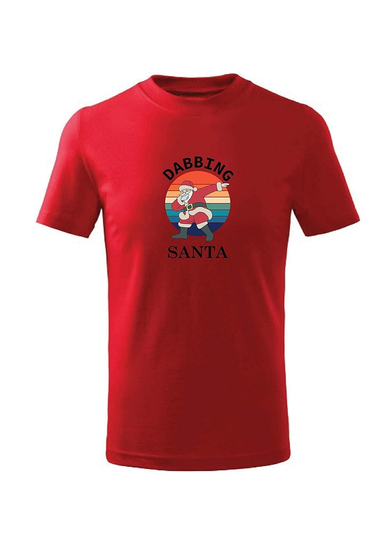 PRINTSHOP4ME Dabbing Santa T-Shirt for suitable as Gift and  Party Shirt for Adults Red (Design 1) - Image 1