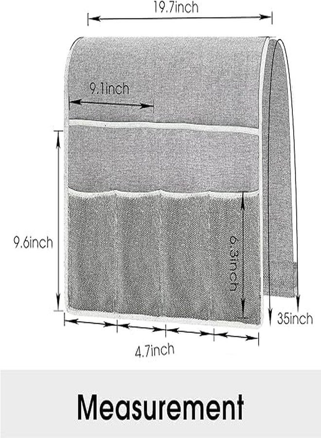 DHARMATMAJ New Sofa Caddy Organizer Remote Control Holder for Couch Cotton Non Slip Armrest Chair Caddy with 6 Grey Mesh Pocket Newspaper Storage for Tablet Phone Magazine (Black) - Image 2