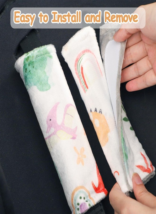 WINGHENLEE Baby Car Seat Strap Pads, Car Seat Strap Shoulder Covers for Baby Infant Toddler, Double-Sided Car Seat Belt Covers for Stroller/Pushchair/Baby Swing, Soft Flannel, Dinosaur - Image 4