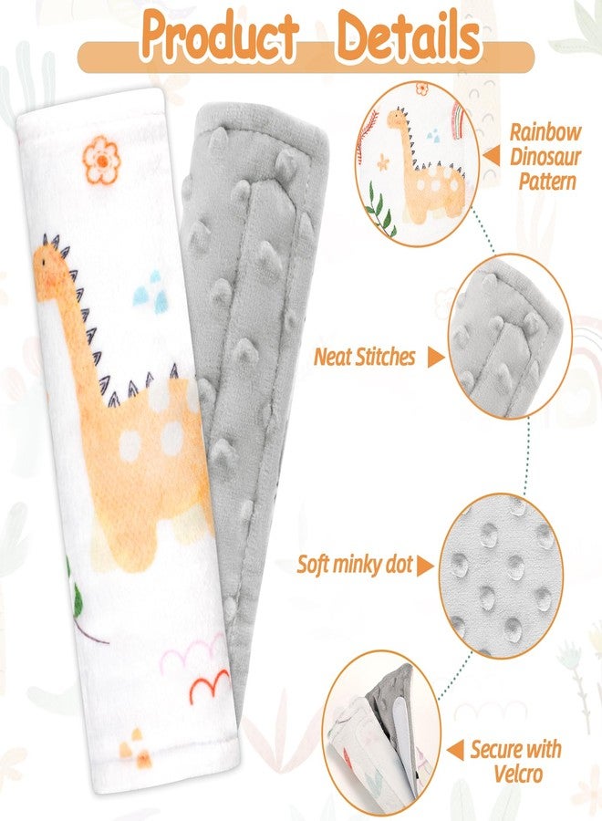 WINGHENLEE Baby Car Seat Strap Pads, Car Seat Strap Shoulder Covers for Baby Infant Toddler, Double-Sided Car Seat Belt Covers for Stroller/Pushchair/Baby Swing, Soft Flannel, Dinosaur - Image 2