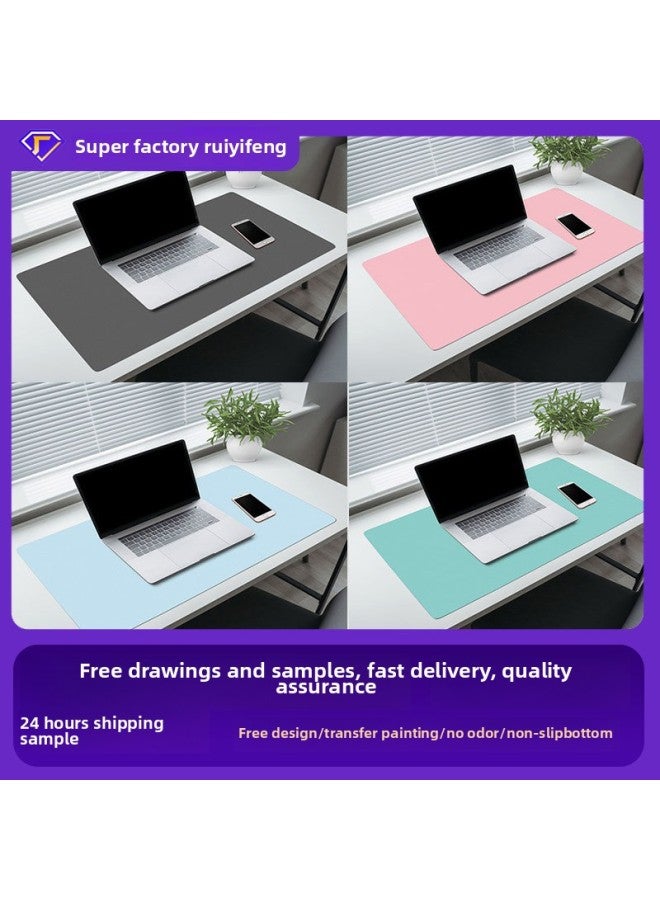Leather Mouse Pad Keyboard Mouse Pad Office Desk Pad Slide Computer Multi-function Oversized Mouse Pad Wholesale-Color:50*100-Pattern:"Single-sided Fleece-lined" Light Gray - Image 2