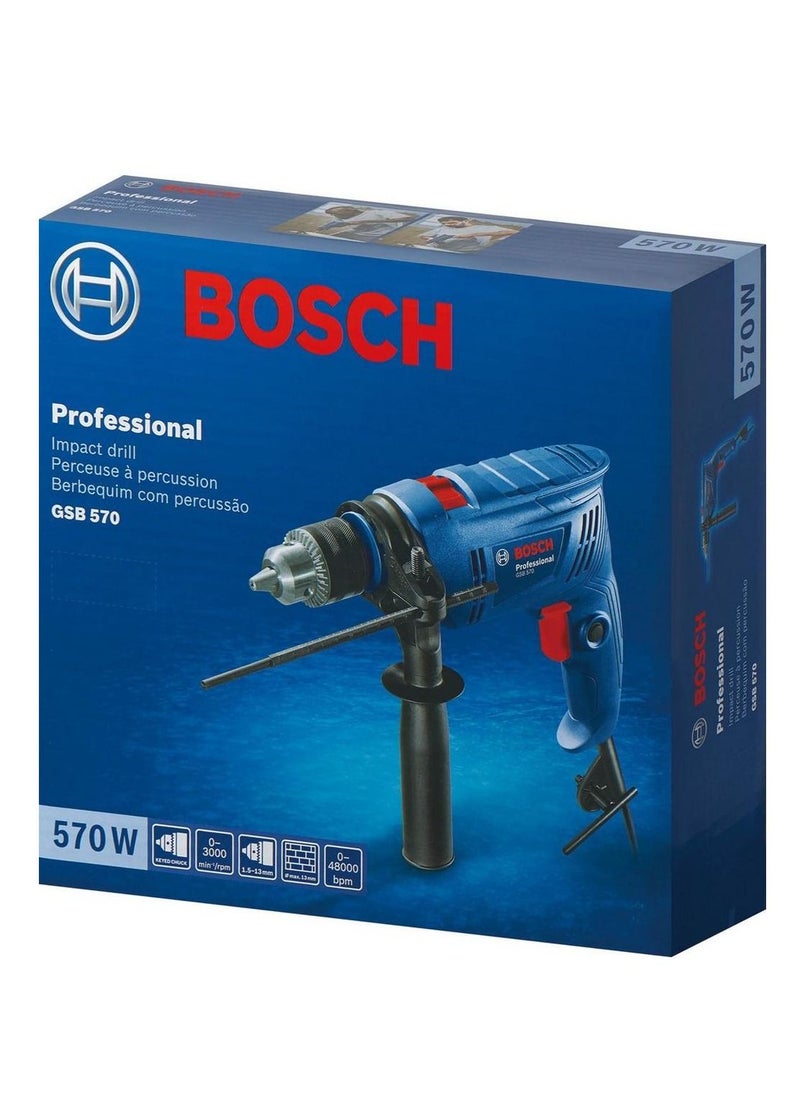 BOSCH - Bosch Professional Electric Drill, 570 Watt, 13 mm, With 33-Piece Attachment Set For Drilling And Screw Driving - Image 1