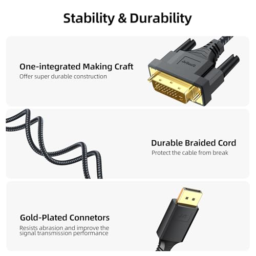 DteeDck DisplayPort to DVI Cable 6ft 5 Pack, DP Display Port to DVI D Cable Adapter Male to Male Cord for Monitor Desktop Laptop Projector HDTV - Image 2