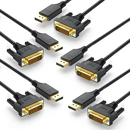 DteeDck DisplayPort to DVI Cable 6ft 5 Pack, DP Display Port to DVI D Cable Adapter Male to Male Cord for Monitor Desktop Laptop Projector HDTV - Image 1