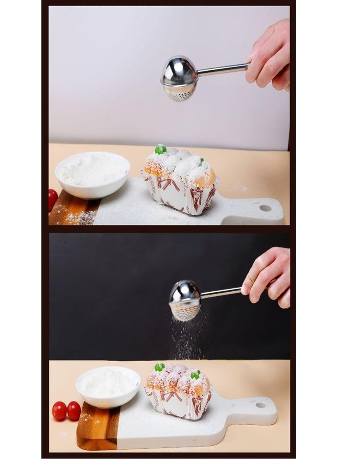 Maxmoral 18cm Silver Stainless Steel Flour Sieve Powdered Sugar Bottle Spreader Multifunctional Kitchen Baking Tool - Image 2