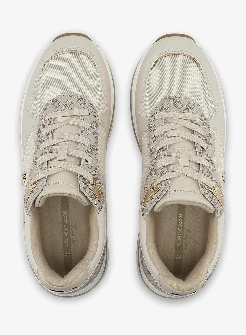 U.S. Polo Assn. beige Women's All-Beige Low-Top Sneakers - Classic Minimalist Design, Comfortable Everyday Casual Shoes for Women | Best Price UAE