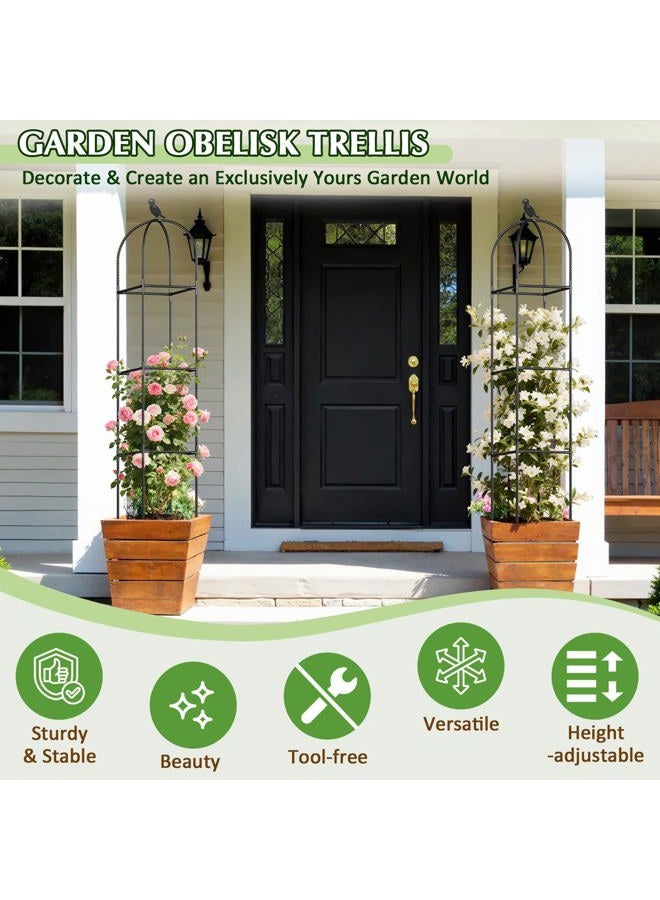 CL FUN Obelisk Garden Trellis for Climbing Plants, 6ft Adjustable Heavy Duty Rustproof Metal Plant Support, Tower Garden Trellis for Indoor Outdoor Potted Climbing Vines, Rose, Tomato, Flowers, Vegetables - Image 2