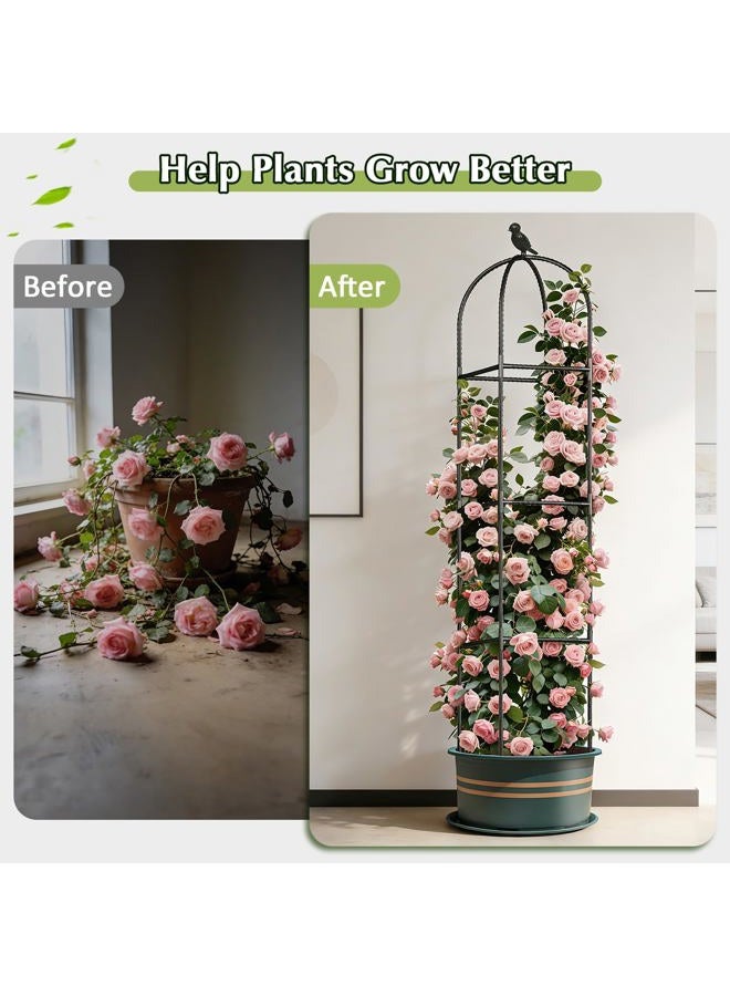 CL FUN Obelisk Garden Trellis for Climbing Plants, 6ft Adjustable Heavy Duty Rustproof Metal Plant Support, Tower Garden Trellis for Indoor Outdoor Potted Climbing Vines, Rose, Tomato, Flowers, Vegetables - Image 5
