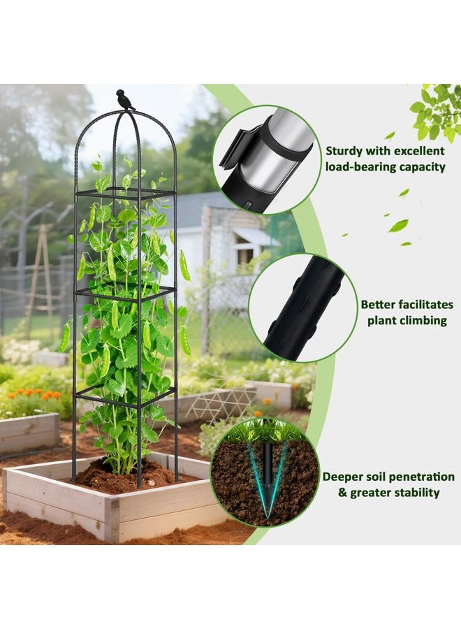CL FUN Obelisk Garden Trellis for Climbing Plants, 6ft Adjustable Heavy Duty Rustproof Metal Plant Support, Tower Garden Trellis for Indoor Outdoor Potted Climbing Vines, Rose, Tomato, Flowers, Vegetables - Image 3