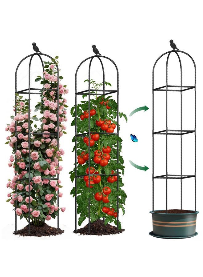 CL FUN Obelisk Garden Trellis for Climbing Plants, 6ft Adjustable Heavy Duty Rustproof Metal Plant Support, Tower Garden Trellis for Indoor Outdoor Potted Climbing Vines, Rose, Tomato, Flowers, Vegetables - Image 1
