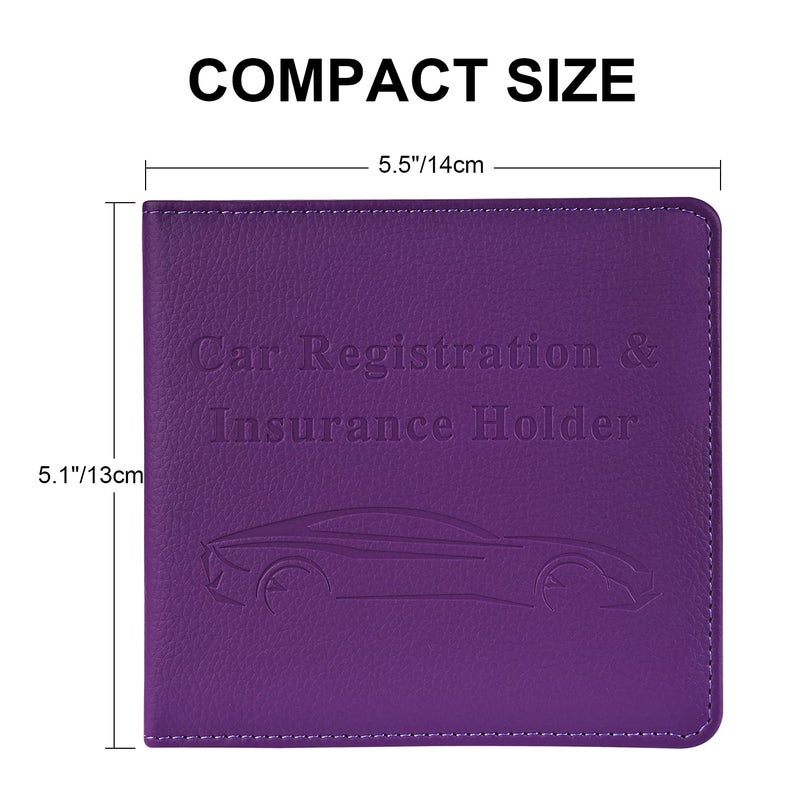 Cacturism Car Registration and Insurance Holder, Vehicle Glove Box Car Organizer Men Women Wallet Accessories Case for Cards, Essential Document, Driver License, Purple - Image 5
